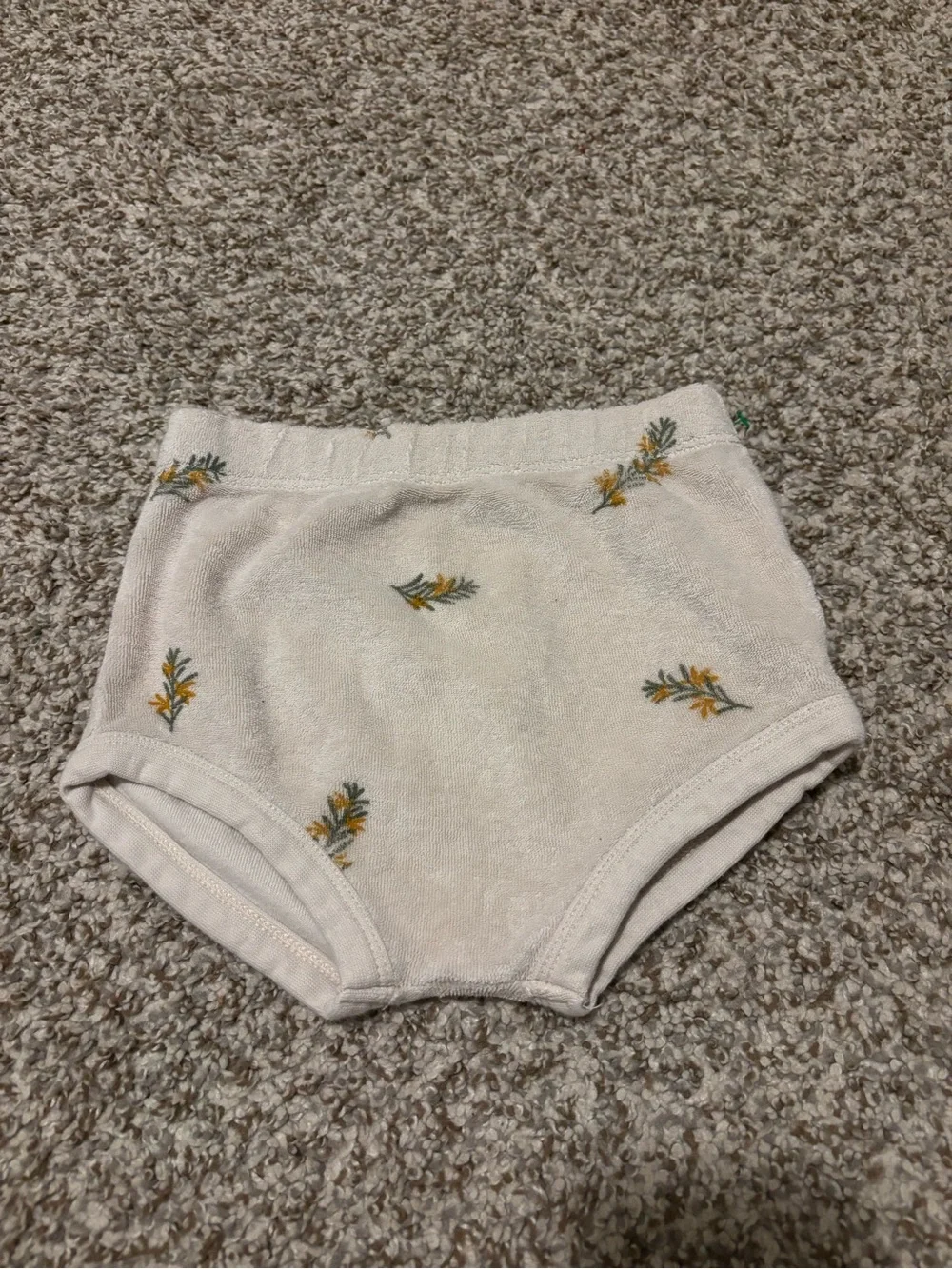 Cream Terry Shorts with Yellow Floral